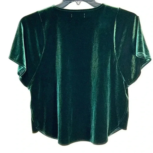 Madewell Size Small Velvet Butterfly Short Sleeves Slightly Cropped Boxy Green - Picture 3 of 10